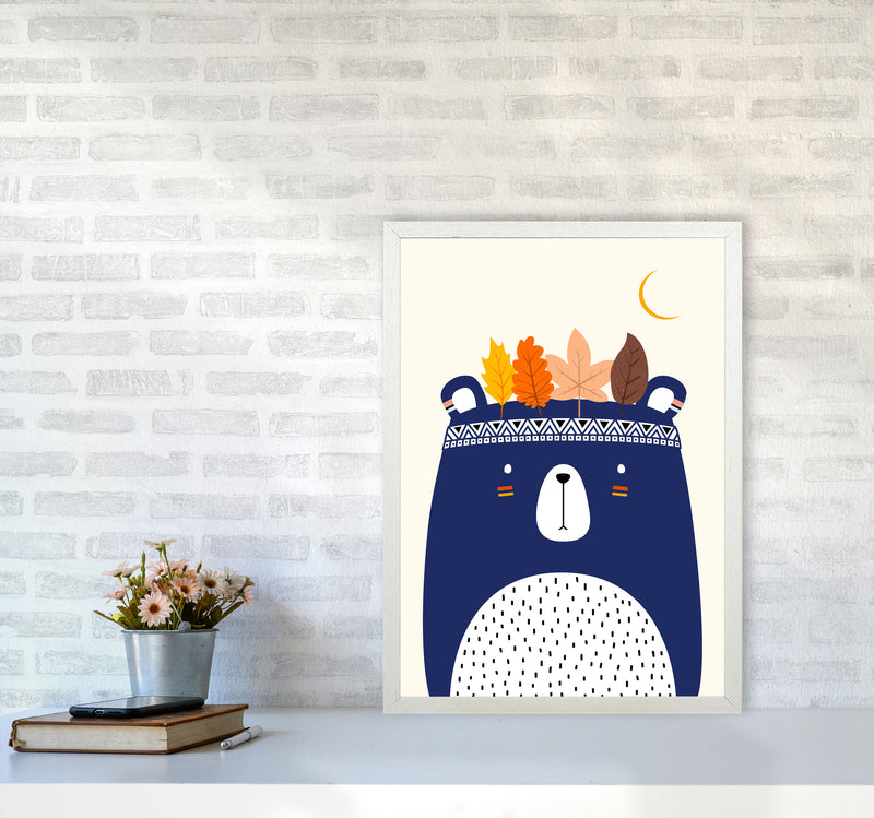 Little Cute Bear Nursery Art Print by Kubisitika A2 Oak Frame