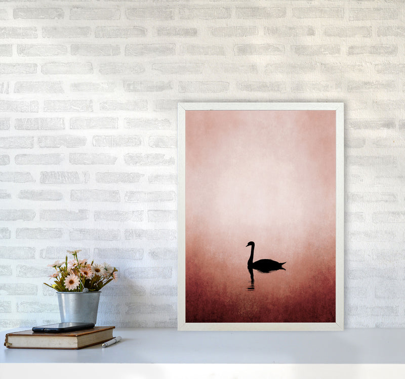 The Swan Contemporary Art Print by Kubistika A2 Oak Frame