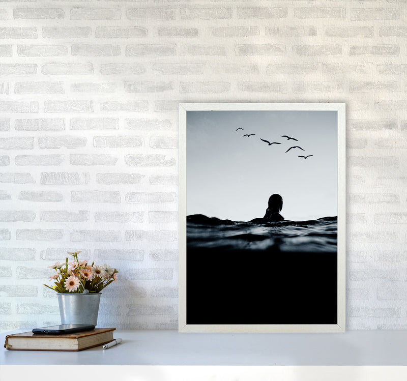 Floating Beach Photography Art Print by Kubistika A2 Oak Frame