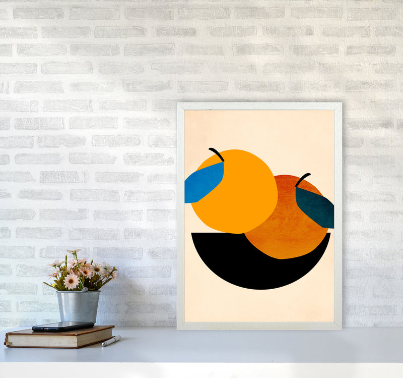 Two Oranges X Art Print by Kubistika A2 Oak Frame