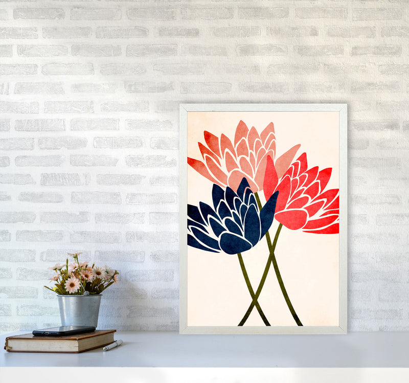 Three Blossoms Art Print by Kubistika A2 Oak Frame