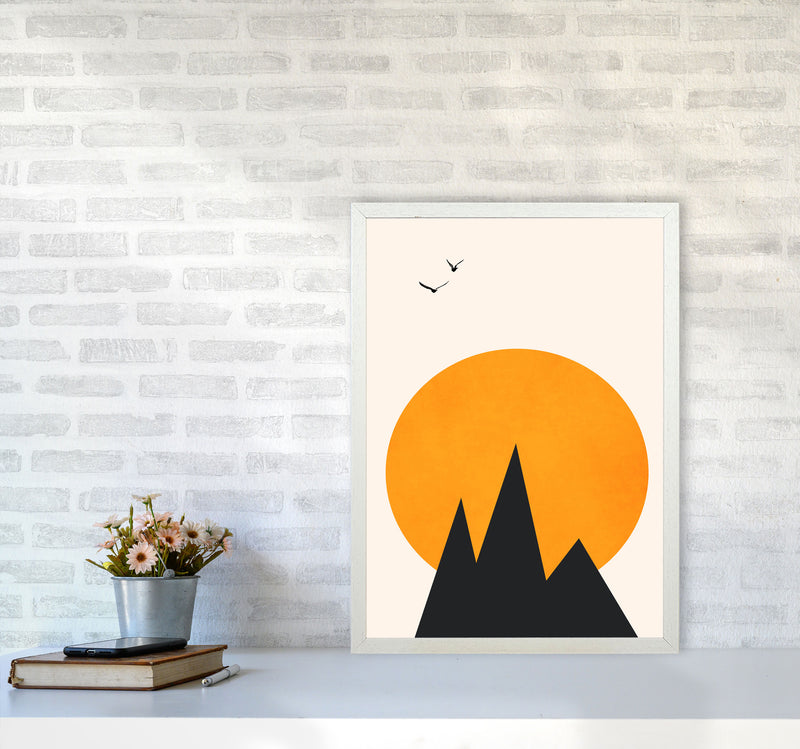 Les Alpes Art Print by Kubistika A2 Oak Frame