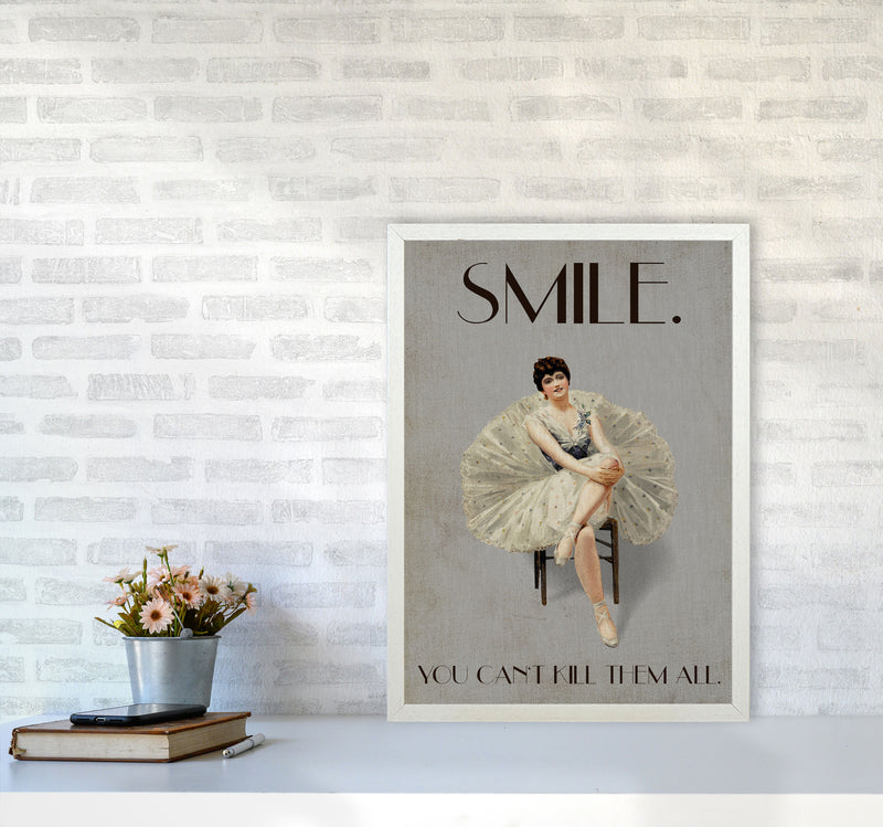 Keep Smiling Art Print by Kubistika A2 Oak Frame