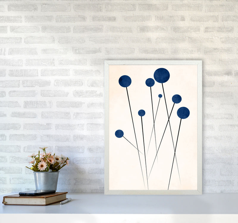 Blue Flowers In The Wilderness - 2 Art Print by Kubistika A2 Oak Frame