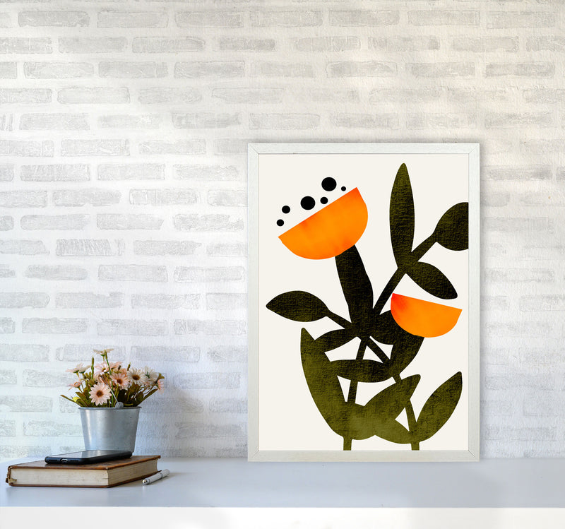 A Flower Called Polly Art Print by Kubistika A2 Oak Frame