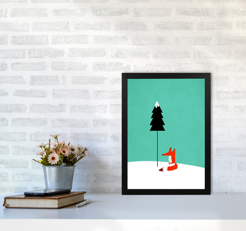 A Cute Little Fox  Modern Animal Art Print by Kubistika A3 White Frame