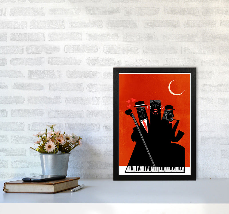 Casablanca Jazz-RED Modern Music Art Print by Kubistika A3 White Frame