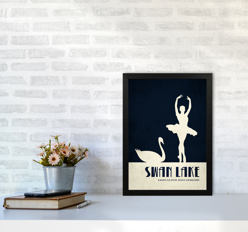 Swan Lake Ballet Poster Contemporary Art Print by Kubistika A3 White Frame