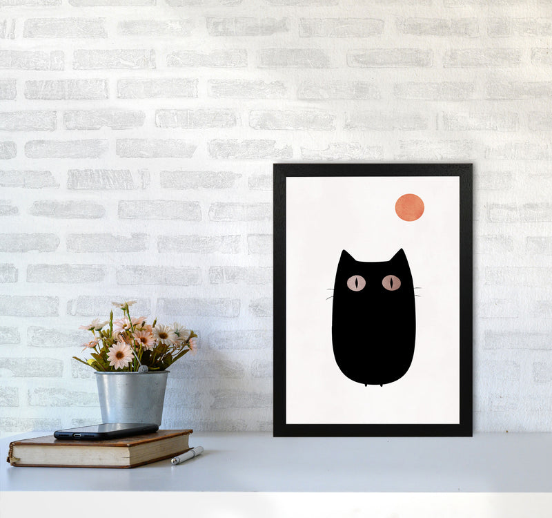 The Cat Contemporary Art Print by Kubistika A3 White Frame