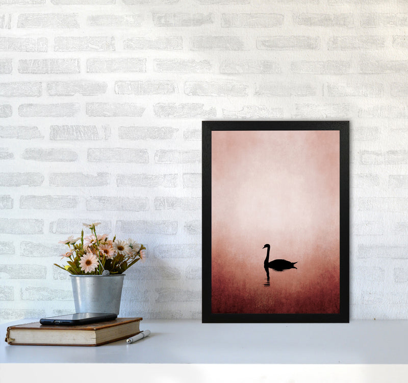 The Swan Contemporary Art Print by Kubistika A3 White Frame
