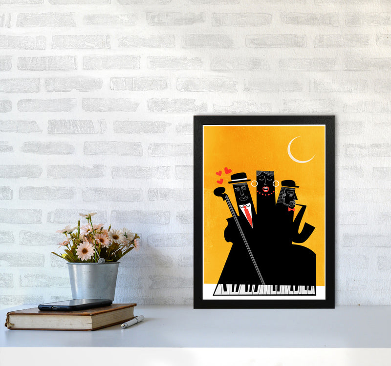 Casablanca Jazz-YELLOW Modern Music Art Print by Kubistika A3 White Frame