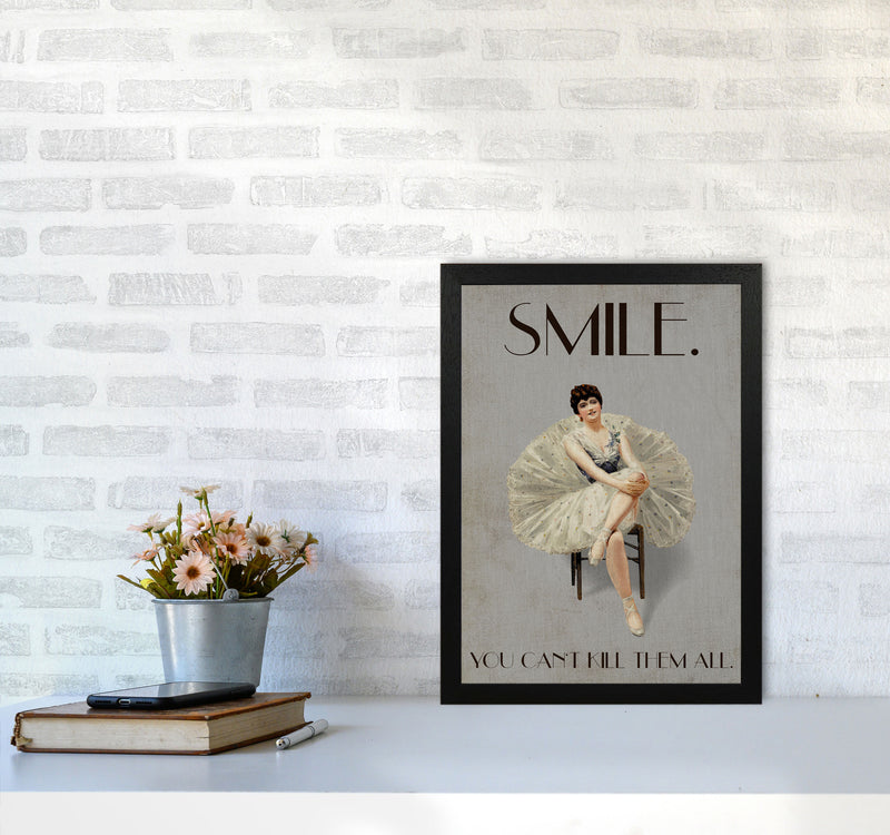 Keep Smiling Vintage Art Print by Kubistika A3 White Frame