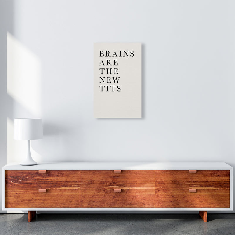 Brains Are The New Tits Funny Quote Art Print by Kubistika A3 Canvas