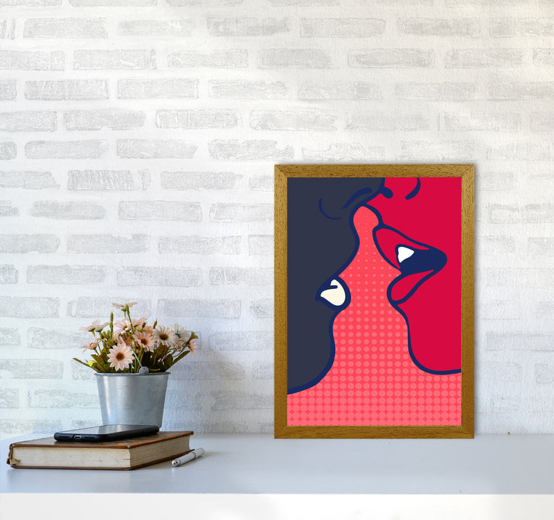 The Kiss - PINK Colourful Modern Art Print by Kubistika A3 Print Only