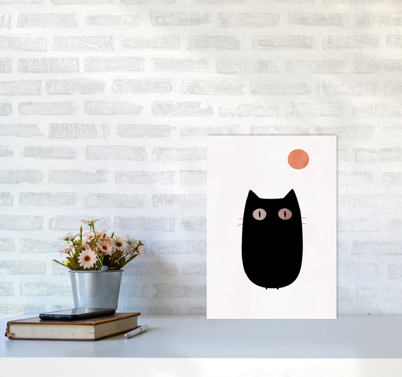 The Cat Contemporary Art Print by Kubistika A3 Black Frame