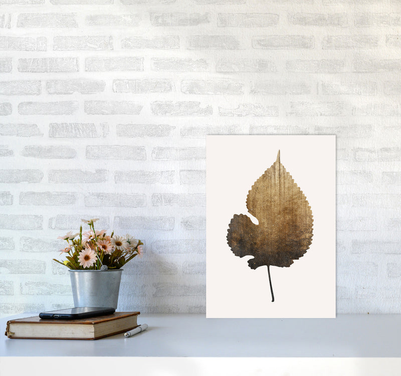 Golden leaf No Botanical Art Print by Kubistika A3 Black Frame