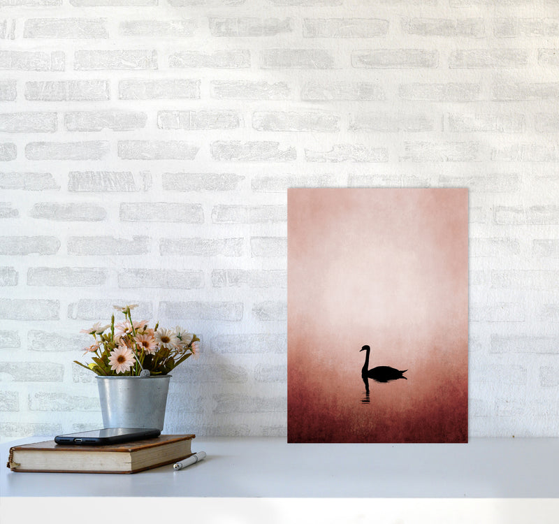 The Swan Contemporary Art Print by Kubistika A3 Black Frame