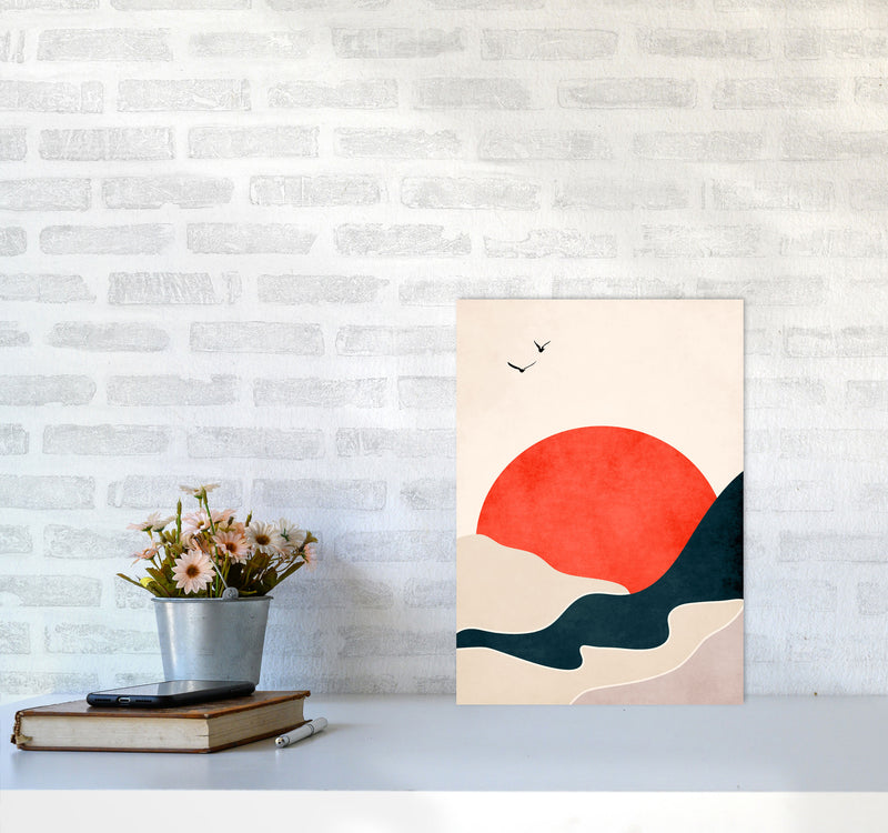 Drowning Sun Art Print by Kubistika A3 Black Frame