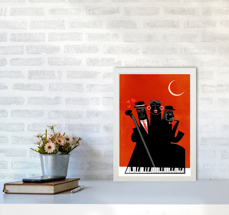 Casablanca Jazz-RED Modern Music Art Print by Kubistika A3 Oak Frame