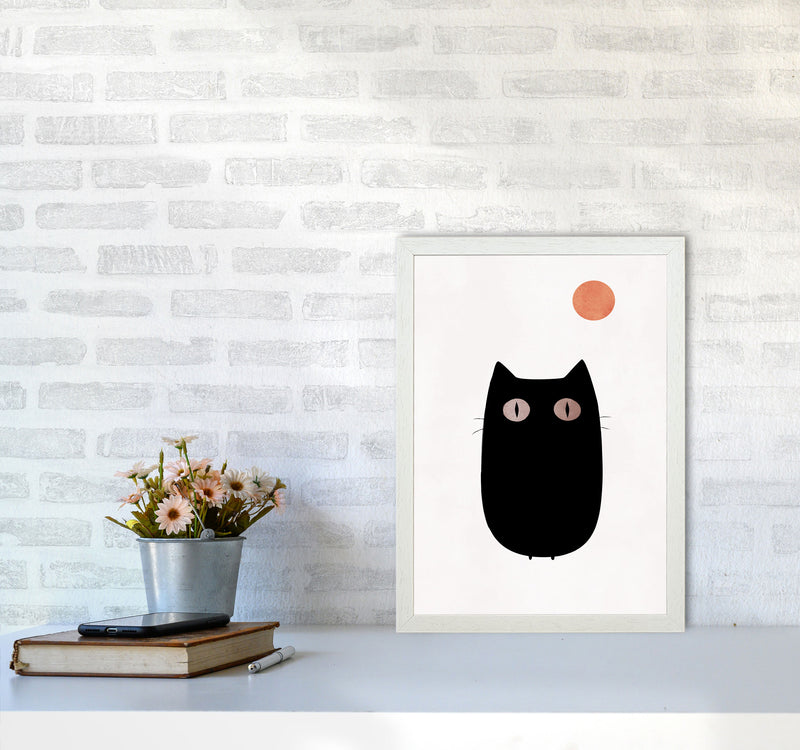 The Cat Contemporary Art Print by Kubistika A3 Oak Frame