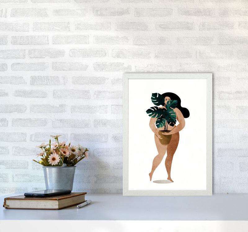 Nude With Plant Contemporary Art Print by Kubistika A3 Oak Frame