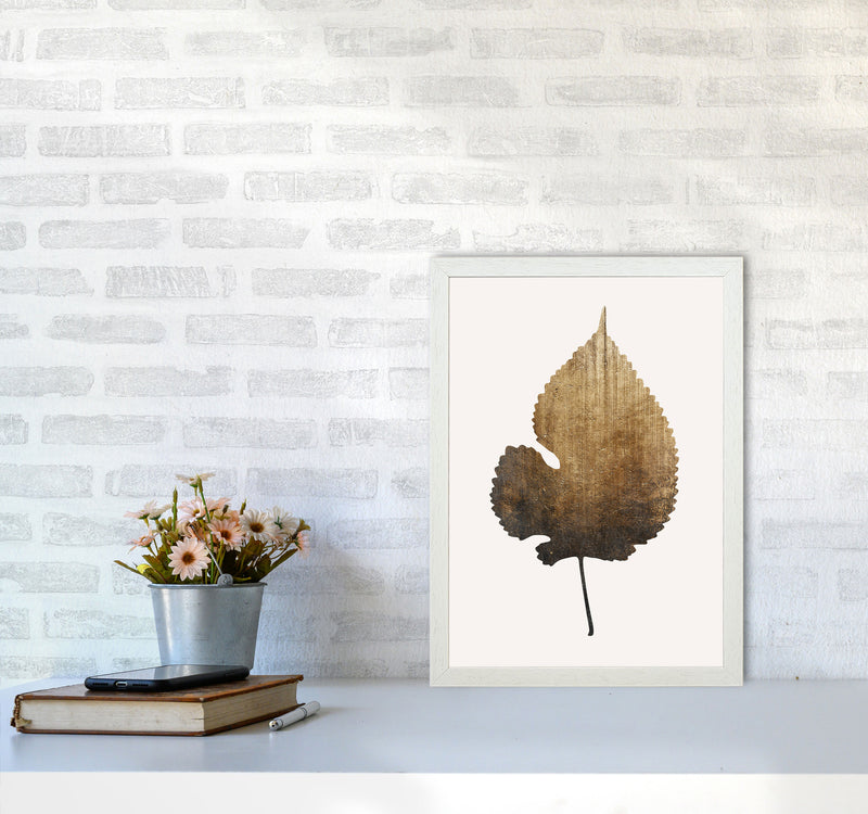 Golden leaf No Botanical Art Print by Kubistika A3 Oak Frame