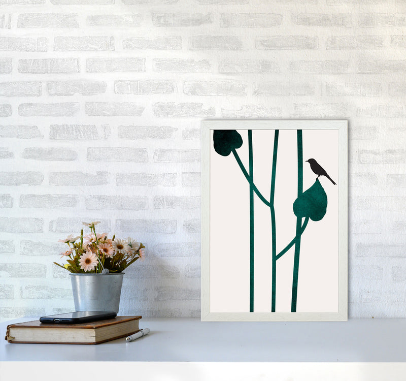 The Bird - NOIR Contemporary Art Print by Kubistika A3 Oak Frame