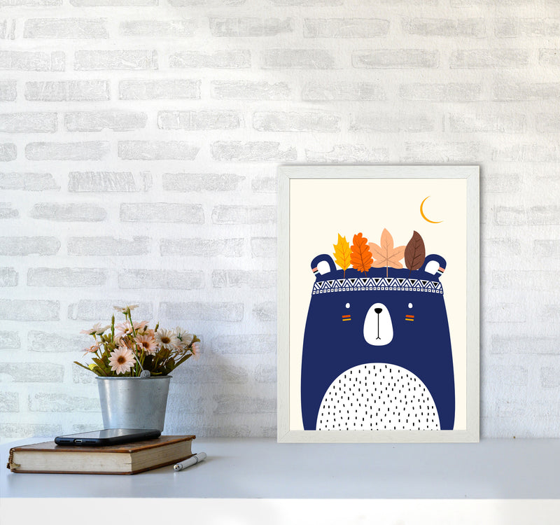 Little Cute Bear Nursery Art Print by Kubisitika A3 Oak Frame