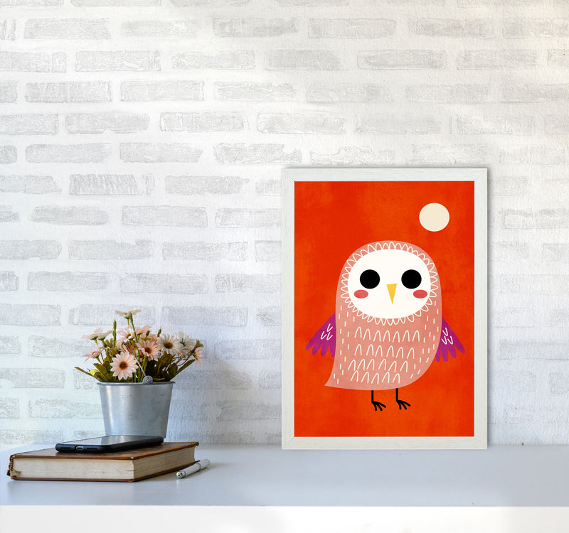 Little Owl Nursery Childrens Art Print by Kubistika A3 Oak Frame