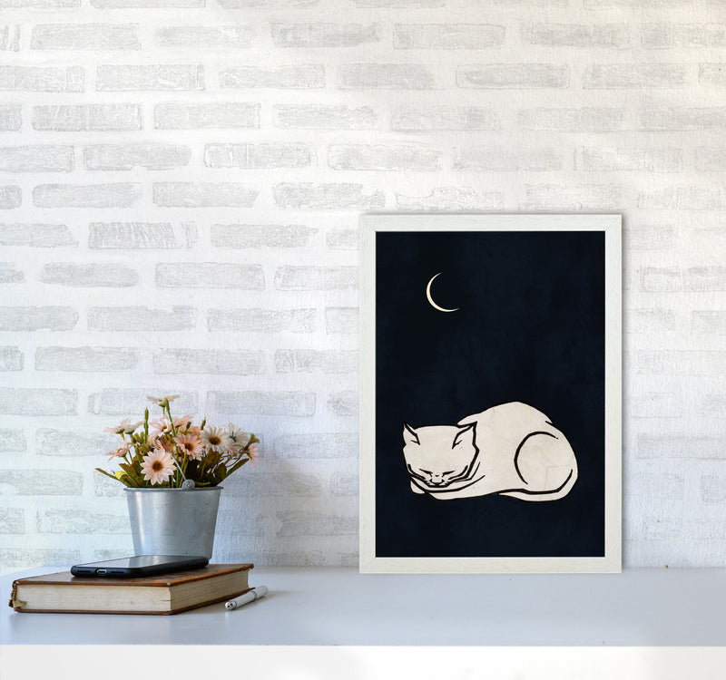 Cozy dreams Vintage Art Print by Kubistika A3 Oak Frame