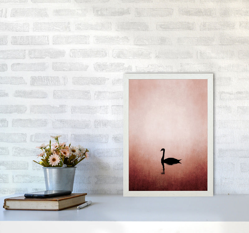 The Swan Contemporary Art Print by Kubistika A3 Oak Frame