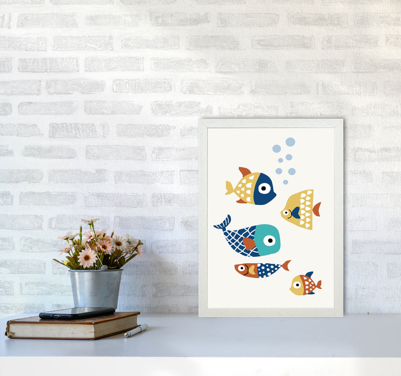 Little Friends Childrens Nursery Art Print by Kubistika A3 Oak Frame