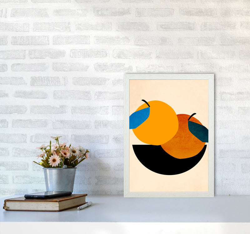 Two Oranges X Art Print by Kubistika A3 Oak Frame