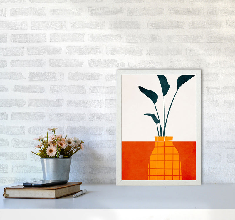 Kitchen Table With Plant Art Print by Kubistika A3 Oak Frame
