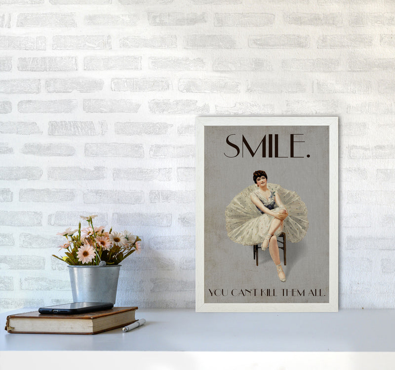 Keep Smiling Art Print by Kubistika A3 Oak Frame
