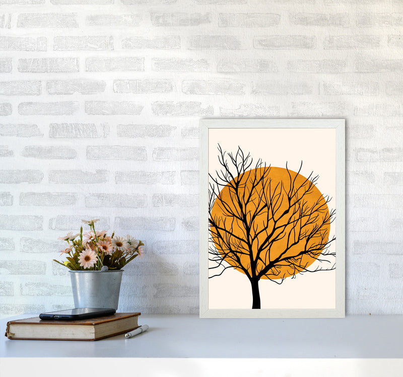 Hiding Sun Art Print by Kubistika A3 Oak Frame