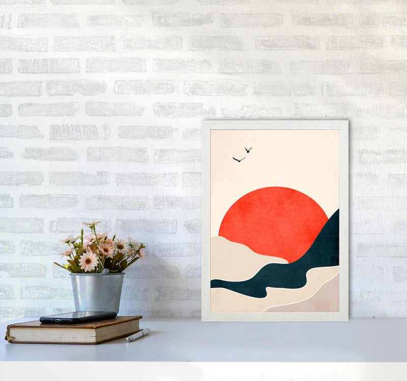 Drowning Sun Art Print by Kubistika A3 Oak Frame