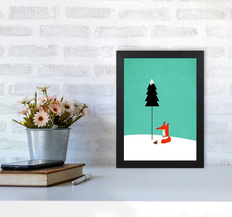 A Cute Little Fox  Modern Animal Art Print by Kubistika A4 White Frame