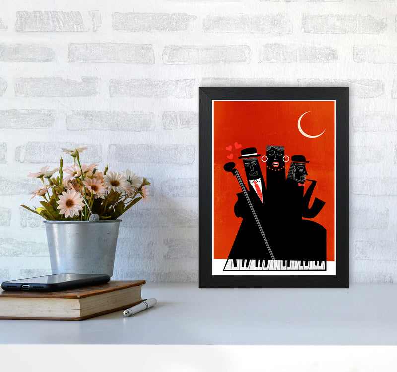 Casablanca Jazz-RED Modern Music Art Print by Kubistika A4 White Frame