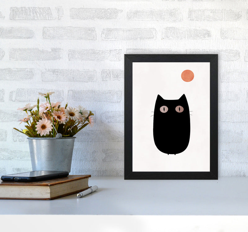 The Cat Contemporary Art Print by Kubistika A4 White Frame