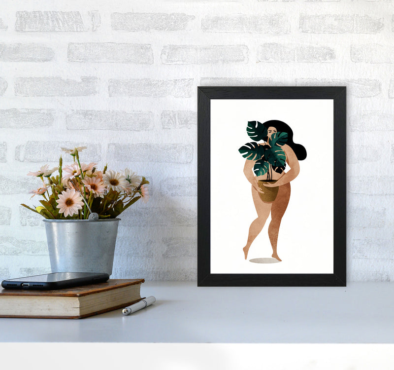 Nude With Plant Contemporary Art Print by Kubistika A4 White Frame