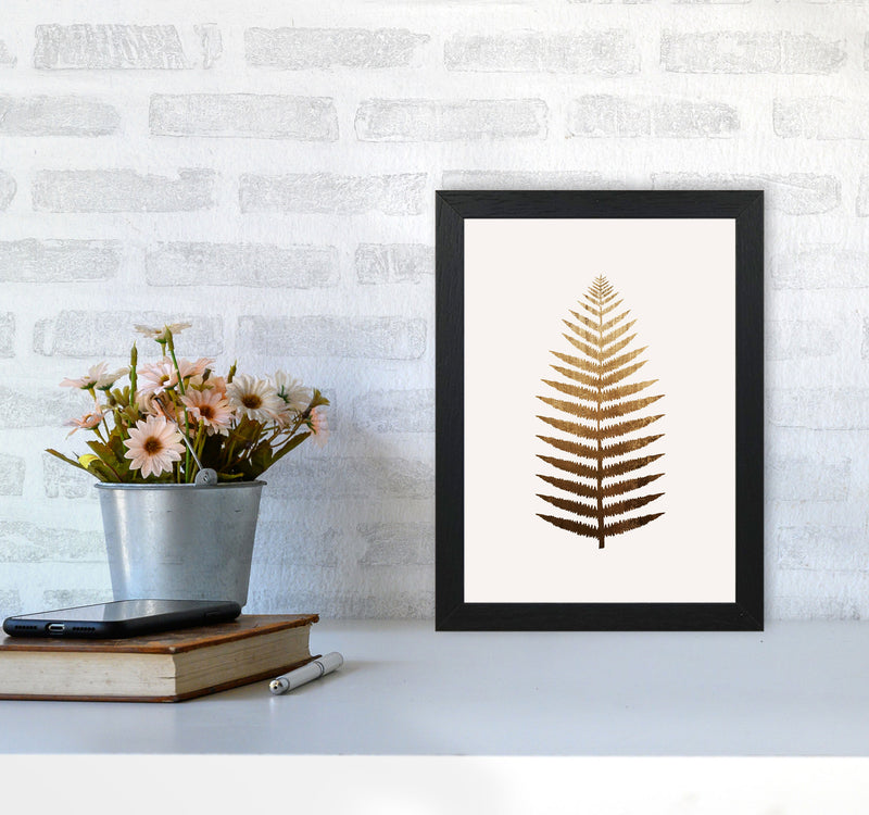 Golden Leaf Botanical Art Print by Kubistika A4 White Frame