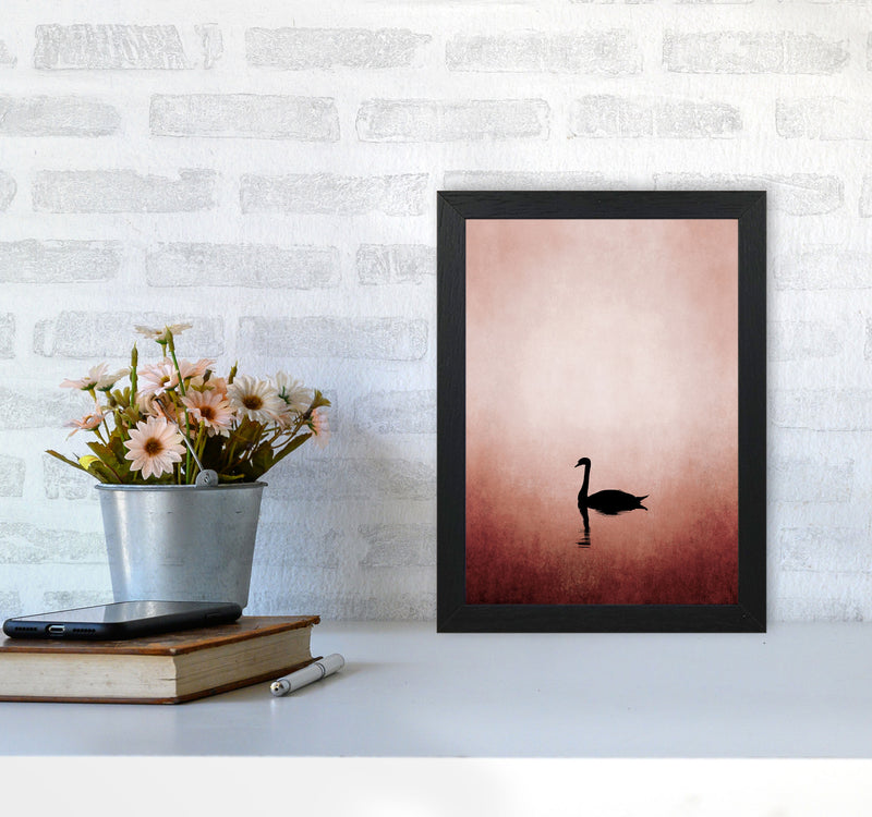 The Swan Contemporary Art Print by Kubistika A4 White Frame