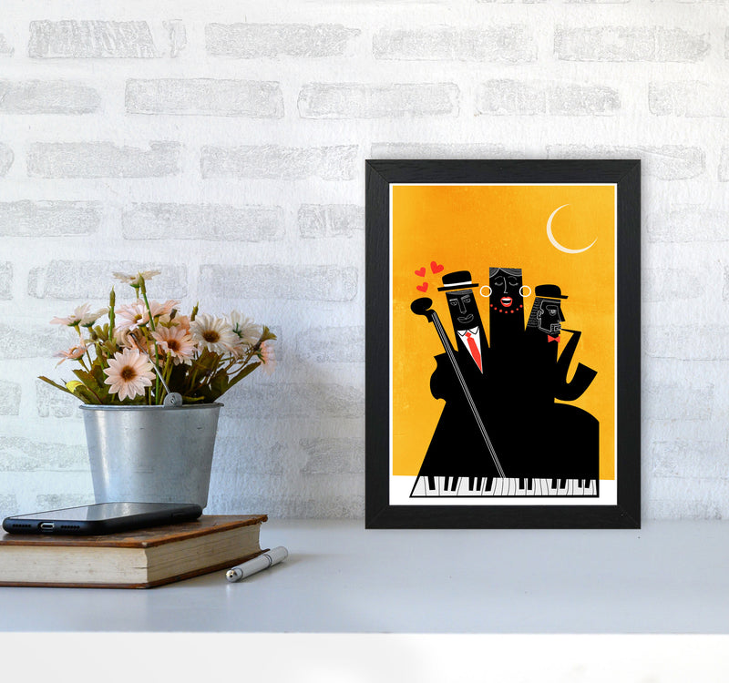 Casablanca Jazz-YELLOW Modern Music Art Print by Kubistika A4 White Frame