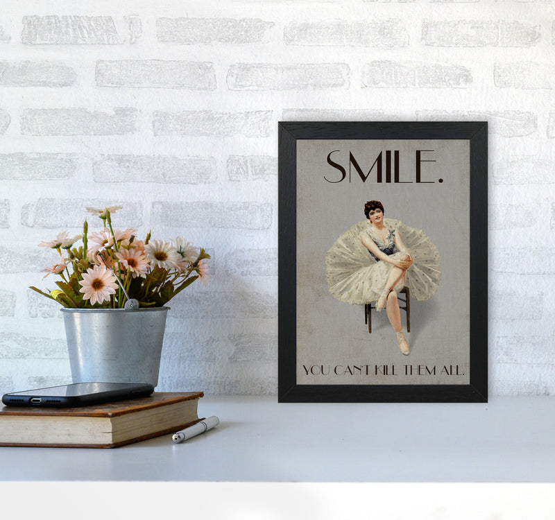 Keep Smiling Vintage Art Print by Kubistika A4 White Frame