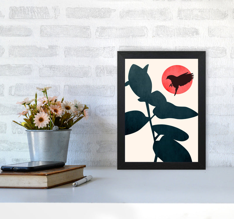 Japanese Bird Art Print by Kubistika A4 White Frame