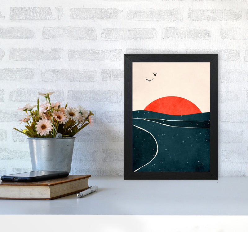Doves And Waves Art Print by Kubistika A4 White Frame