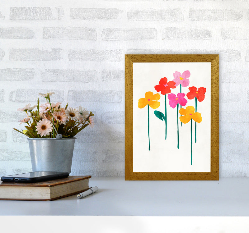 Little Happy Flowers Colourful Art Print by Kubistika A4 Print Only