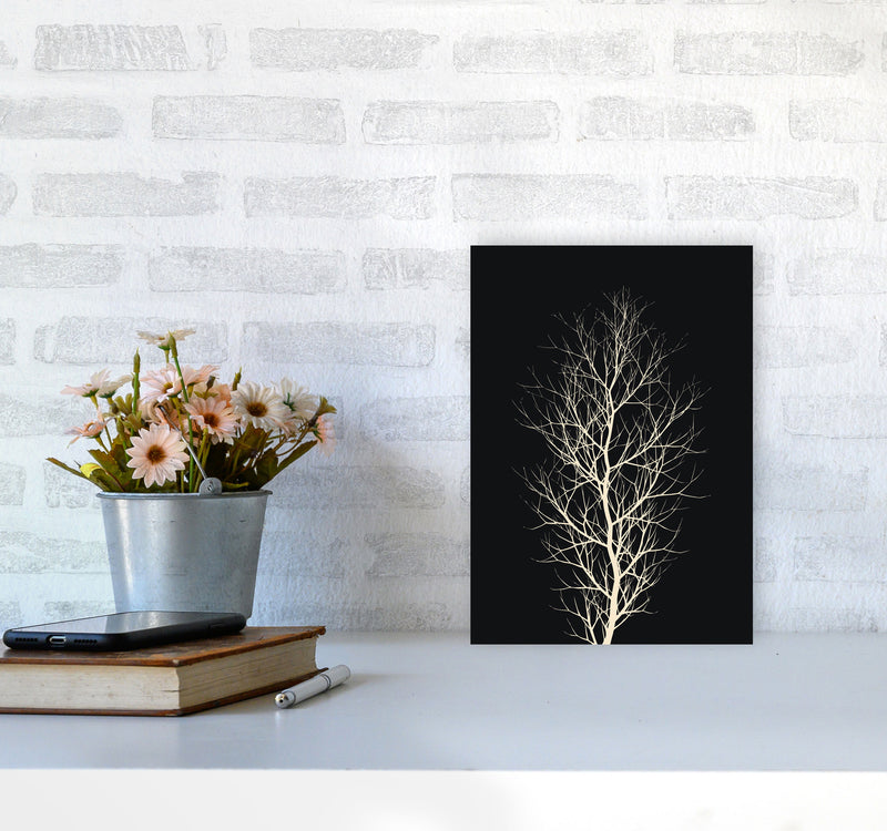 The Tree - WHITE Contemporary Art Print by Kubistika A4 Black Frame