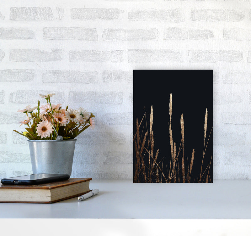 Golden Fields In The Dark Art Print by Kubistika A4 Black Frame